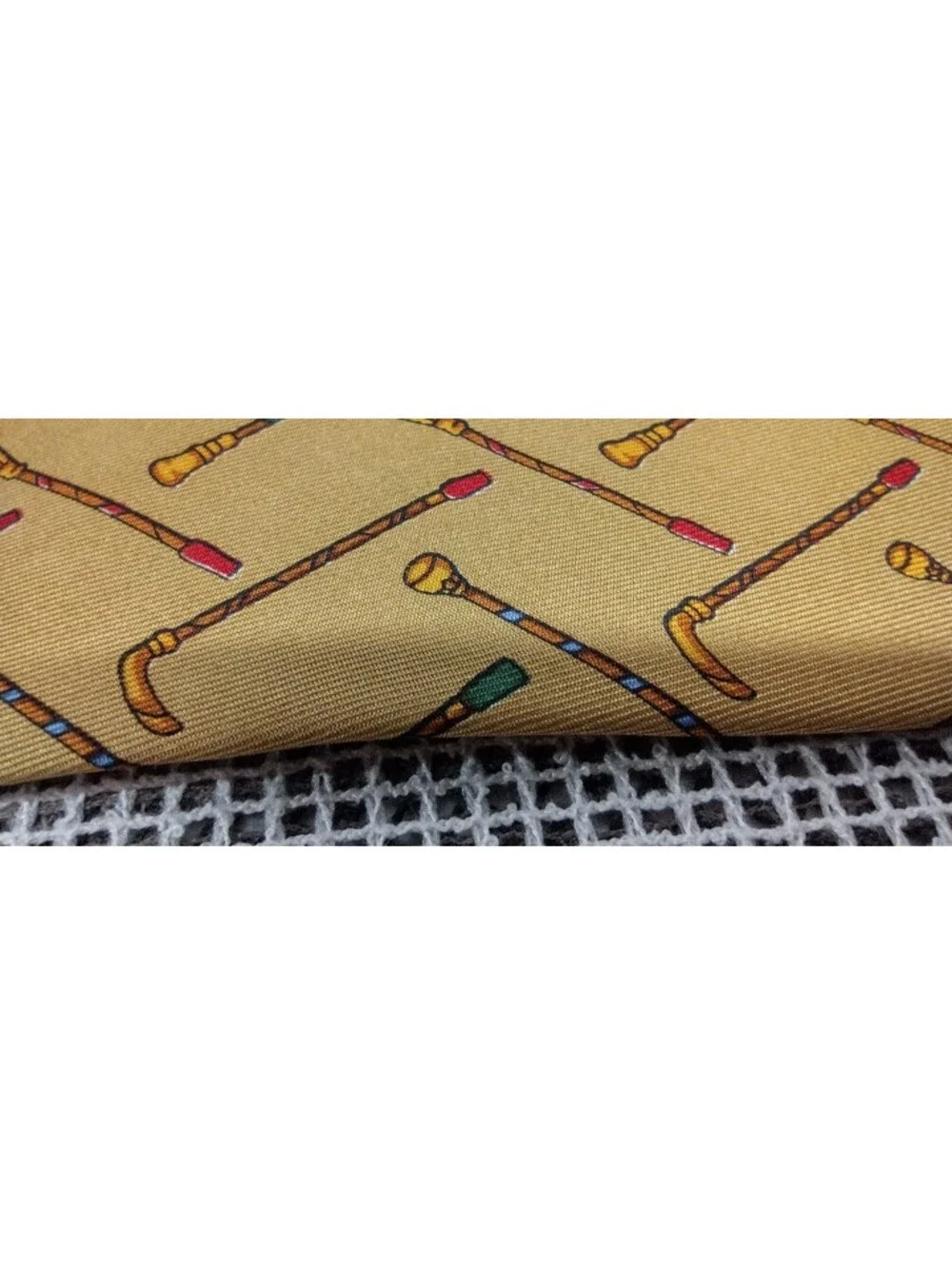 Vintage Salvatore Ferragamo Bronze Silk Tie Canes 1990s SAKS 5th AVENUE New Tag
